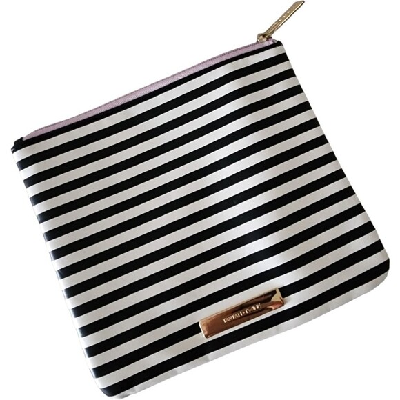 Balck & White Striped Cosmetic Pouch - Picture 1 of 5